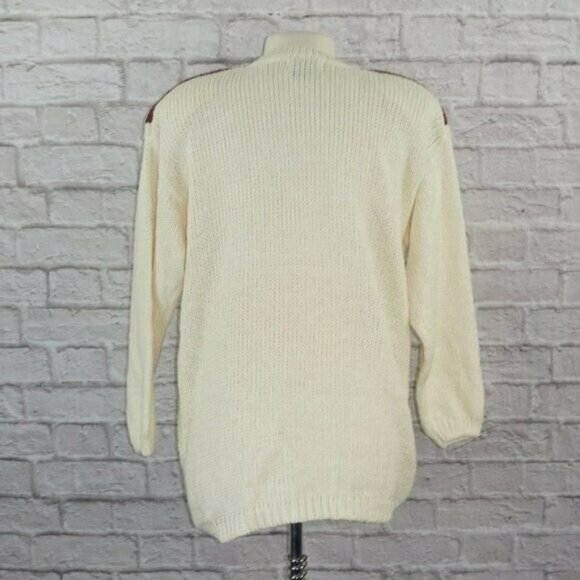 Vintage 80s Cottagecore Floral Handknit Sweater Medium New - Picture 2 of 7